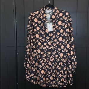 Eesome Black and Peach Floral Mini Dress